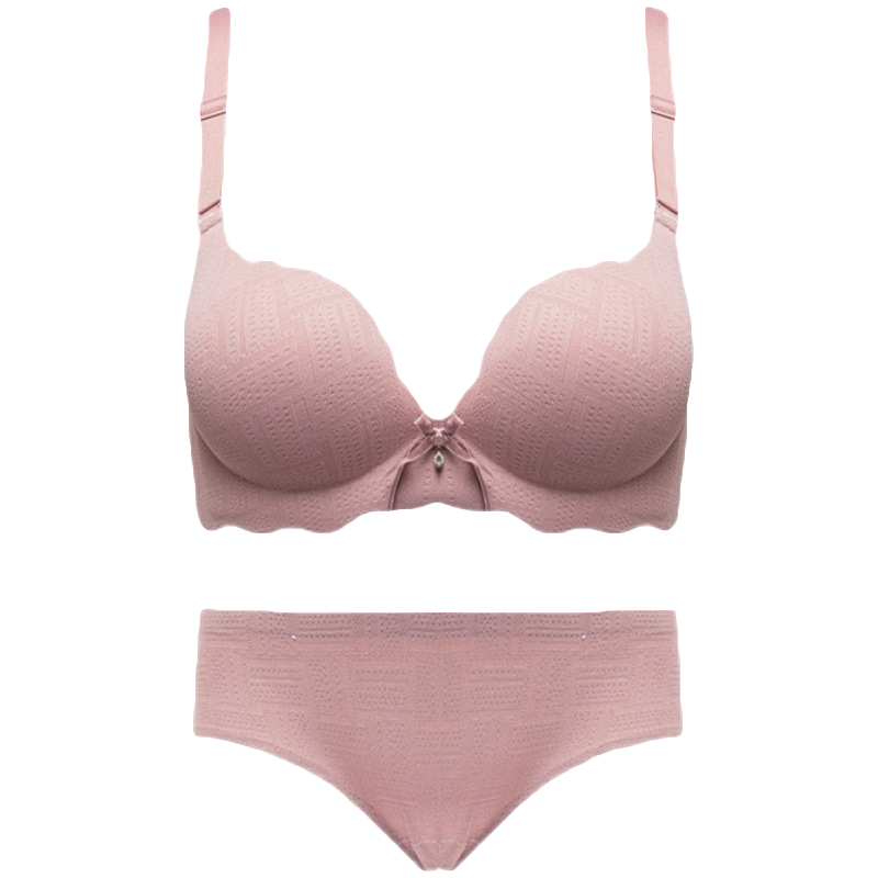 俏曼芬小胸聚攏內衣女無痕收副乳調整型無鋼圈加厚上托顯大胸罩少女文胸 墨灰（單件） M 34/75(AB通杯厚約3CM)