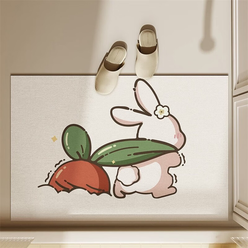 防滑垫 拔萝卜小兔长方形硅藻泥 4060cm