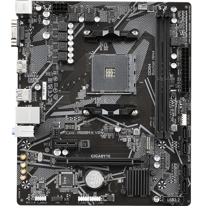 ���Σ�GIGABYTE��A520M K V2����֧��CPU 5600G57005800 3600 AMD A520 Socket AM4 379Ԫ