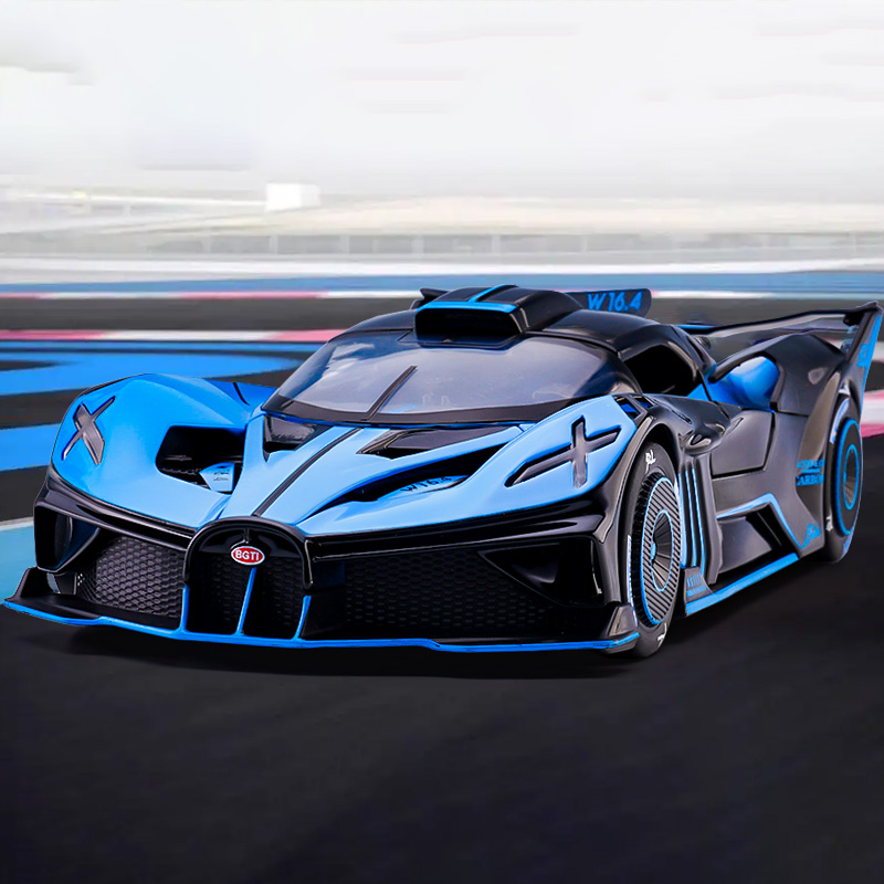 XHD1:24合金车模布加迪威龙超跑模型赛车玩具车男孩摆件跑车新年礼物 1：24布加迪Bugatti-蓝