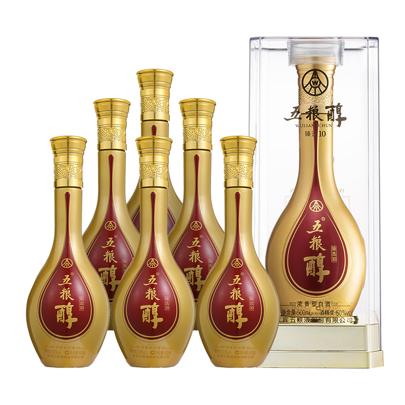 五粮醇五粮液宜宾总厂 五粮醇浓香型白酒整箱礼盒粮食酿造年货送礼佳品 50度 500mL 6瓶 五粮醇臻选10