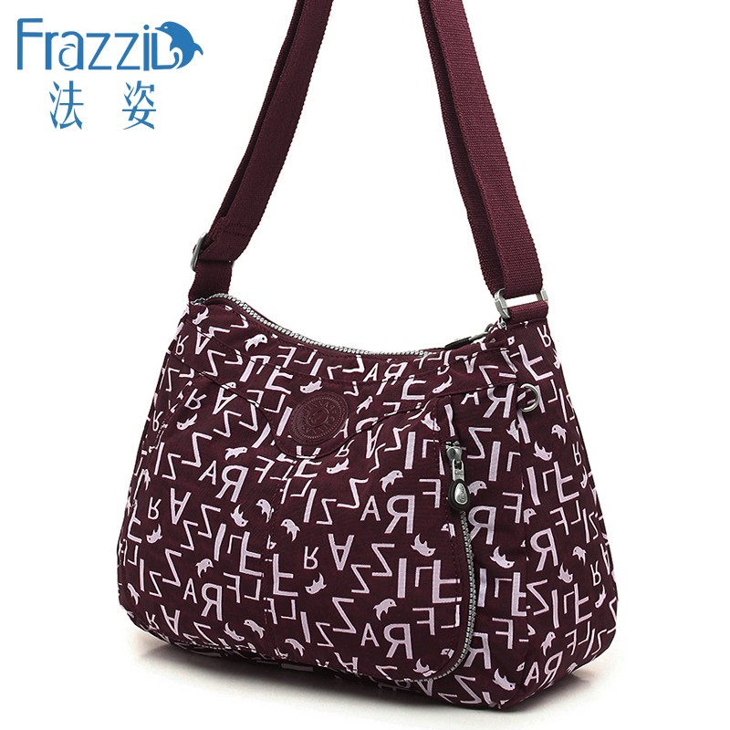 frazzil法姿尼龙女包斜挎包时尚休闲女单肩包轻便帆布