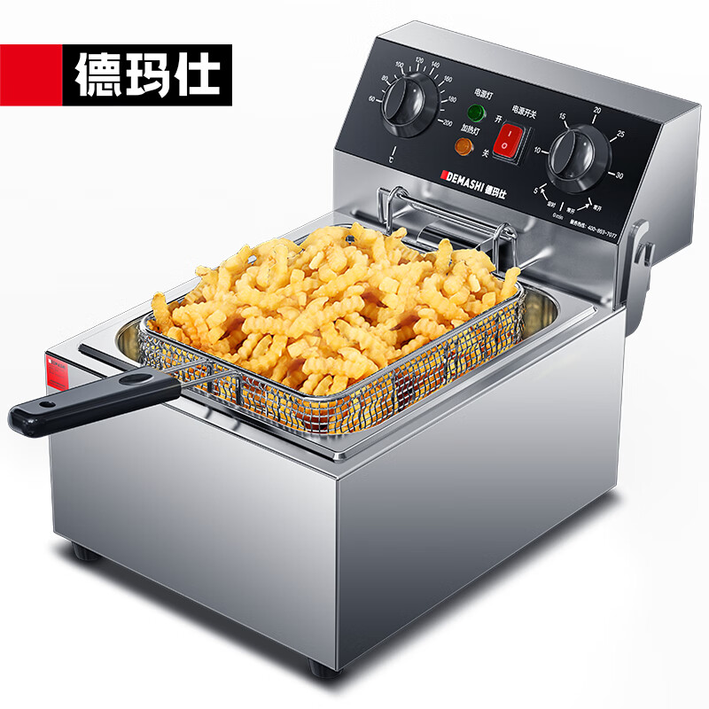 德玛仕(DEMASHI) 电炸炉商用单双缸炸鸡炸薯条机小吃油炸锅炸串机电炸炉大容量油榨锅扒炉DMS-DZL101D