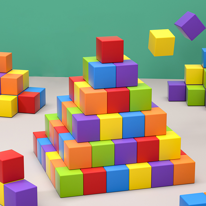 木丁丁100粒正方体积木早教玩具数学教具木质几何图形儿童生日礼物