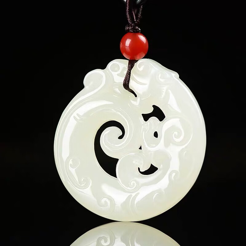 靳钰晨 和田玉仿古龙玉吊坠男女款生肖龙玉石项链镂空龙形玉吊坠螭龙