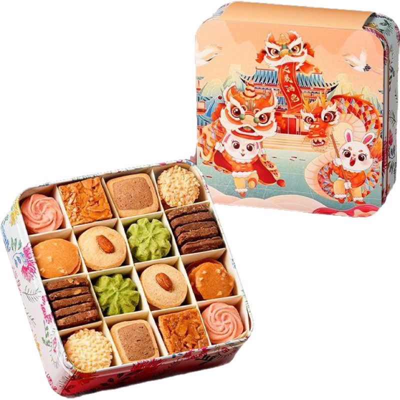 悠享時手工黃油曲奇餅干禮盒零食甜點心女友伴手禮物情人節(jié) 【兔年限定】什錦曲奇禮盒/580g 精致禮盒裝