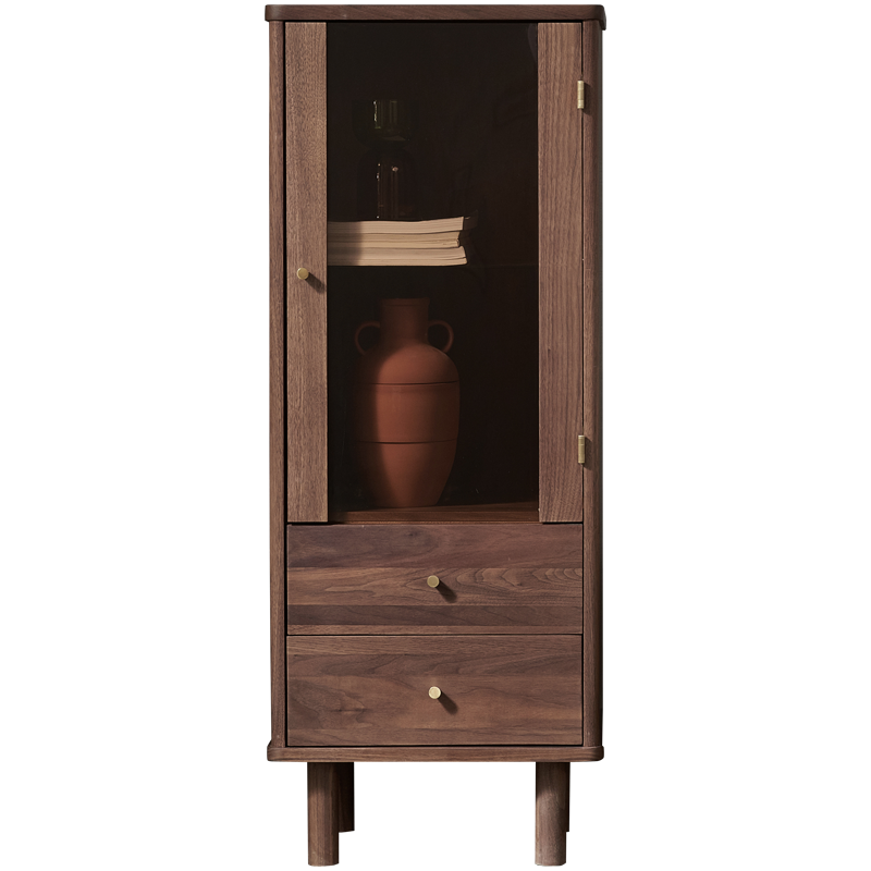 原始原素 实木电视边柜 黑胡桃木酒柜环保客厅带抽储物柜 高款 JD-6076