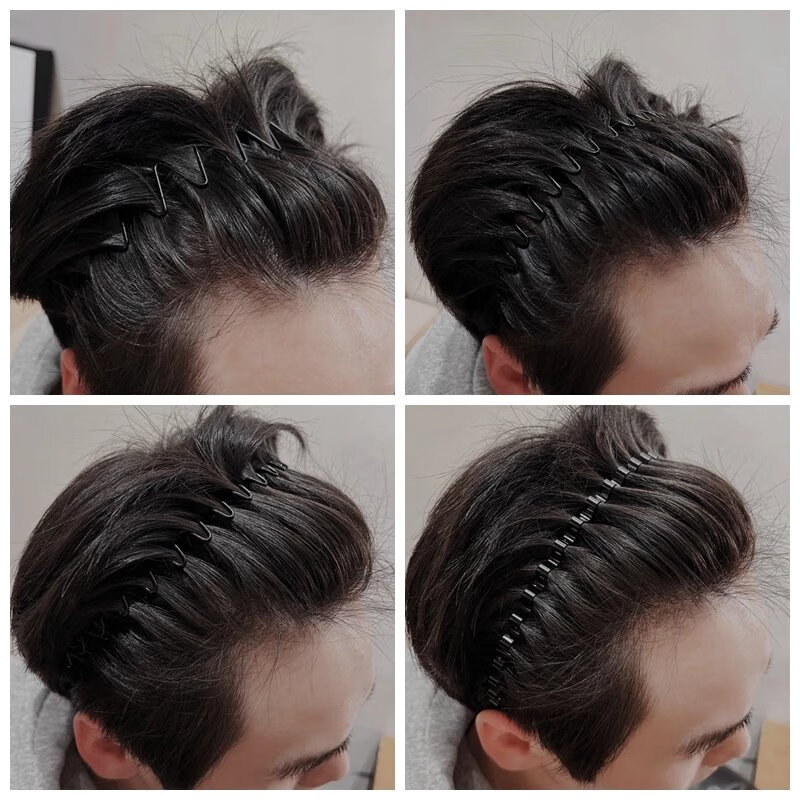 【现发】头箍男士背头黑色发箍男潮洗脸运动发卡女碎发波浪发捆发 3mm波浪发箍