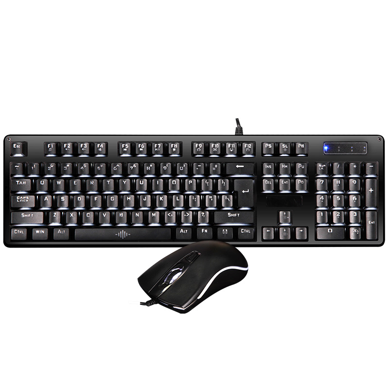 灵蛇（LINGSHE）机械键盘鼠标套装 青轴游戏机械键盘 电脑吃鸡键盘鼠标套装 MK808黑色 青轴 白光