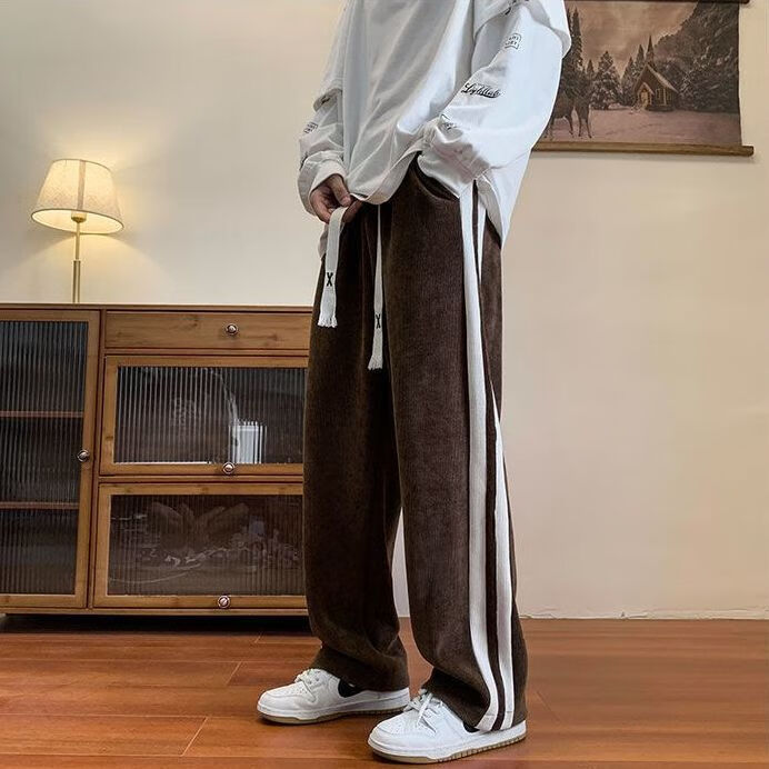 适合腿粗的男生裤子大腿粗秋冬天大码男裤灯芯绒裤子男秋冬季加绒高街