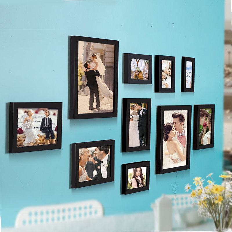 相框挂墙客厅书房装饰创意组合免打孔 免费洗照片安装模板纸无痕胶
