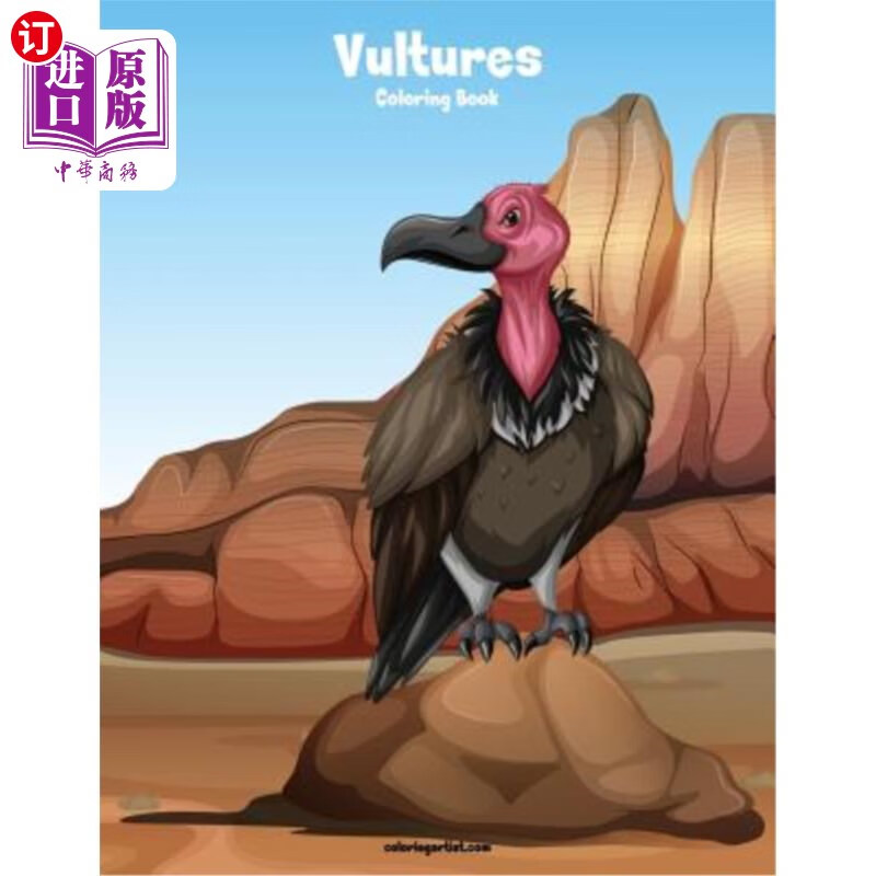 海外直订vultures coloring book 1 秃鹰着色书1