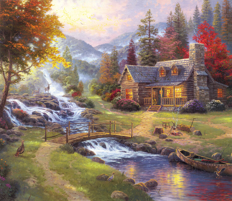 糜岚欧式托马斯油画风景装饰画卧室玄关餐厅酒店油画布画芯客厅壁画