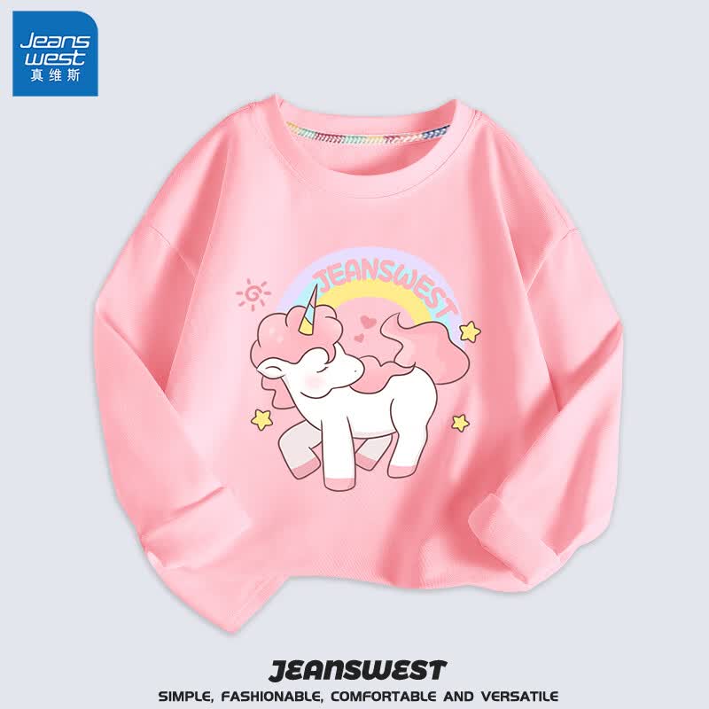 真维斯（Jeanswest）儿童t恤纯棉女童春秋长袖中大童打底衫宽松可爱上衣女孩童装 粉 粉粉独角 110cm怎么样,好用不?