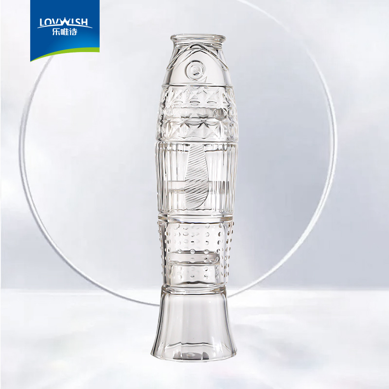 乐唯诗（LOVWISH） 乐唯诗 锦鲤叠叠水杯耐热玻璃杯创意杯子酒杯果汁杯 锦鲤叠叠杯【透明】4件套 京东折扣/优惠券