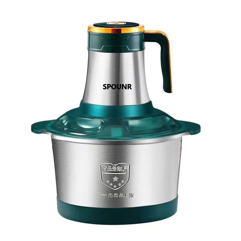 SPOUNR正品苏泊绞肉机家用5L大容量和面机多功能电动料理器多功能打肉饺子机辣椒蒜绞馅不锈钢厨房搅拌机 5L 高配五档+2副刀纯铜电机可和面