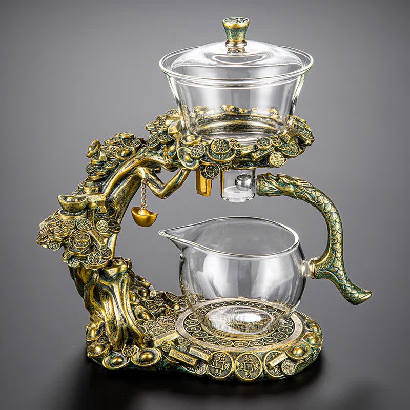 祥业新款玻璃自动茶具套装家用客厅功夫茶壶喝茶懒人泡茶神器轻奢高档 财源滚滚自动三件套(透明)属于什么档次？
