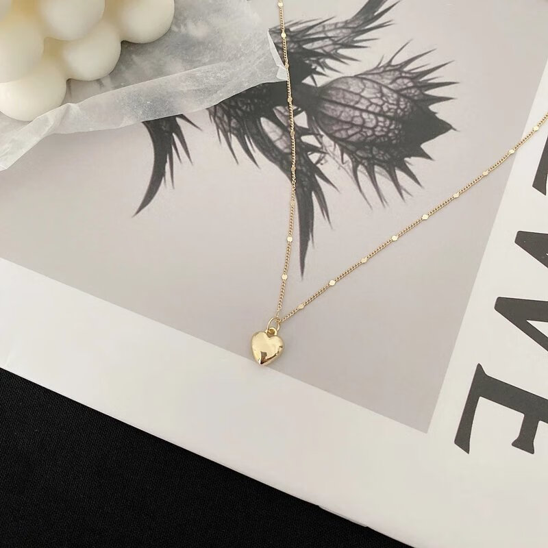 依莲妃【精选】爱心项链轻奢小众2021年锁骨链颈链精致配饰 金色