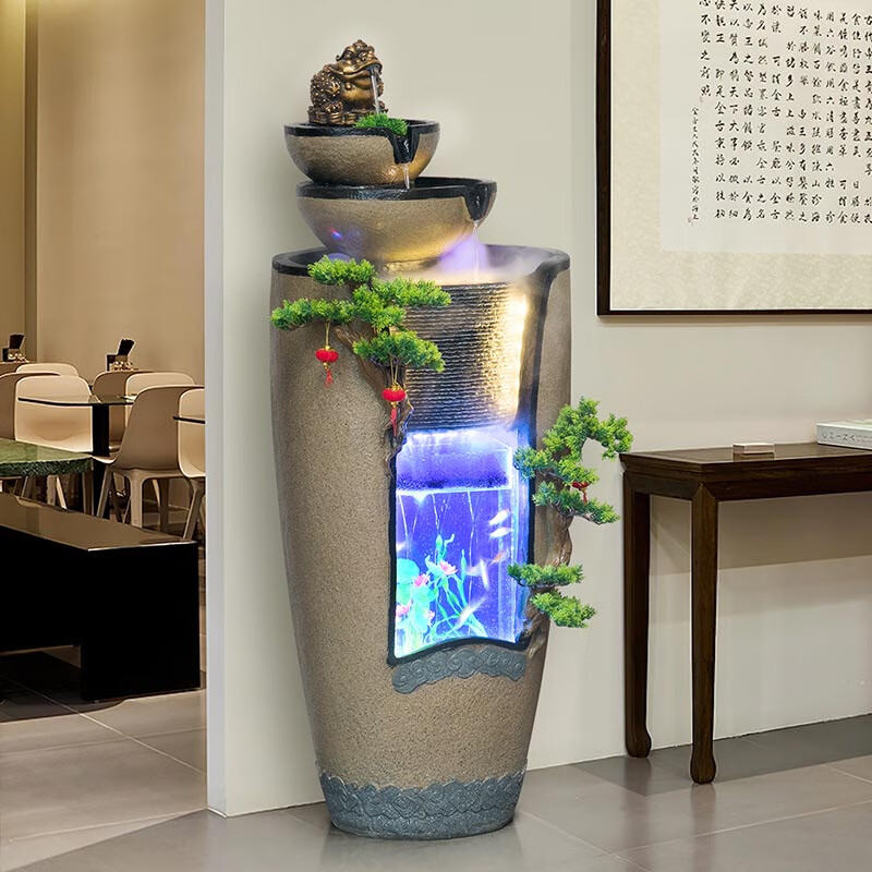 人文家居新中式流水?dāng)[件循環(huán)水落地客廳辦公室噴泉水景魚缸開業(yè)裝飾禮品 時來運轉(zhuǎn)-金蟾款【小號】