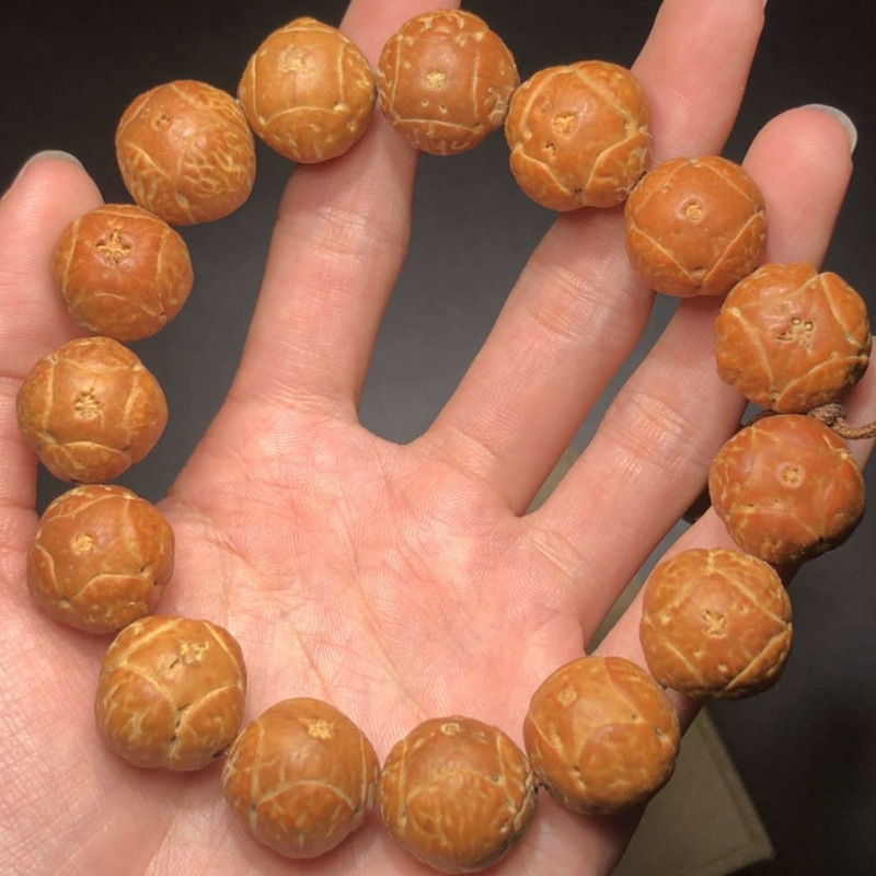 4角星麒麟眼菩提男士佛珠手链 尼泊尔龙眼菩提手串五星上将凤眼 17mm*