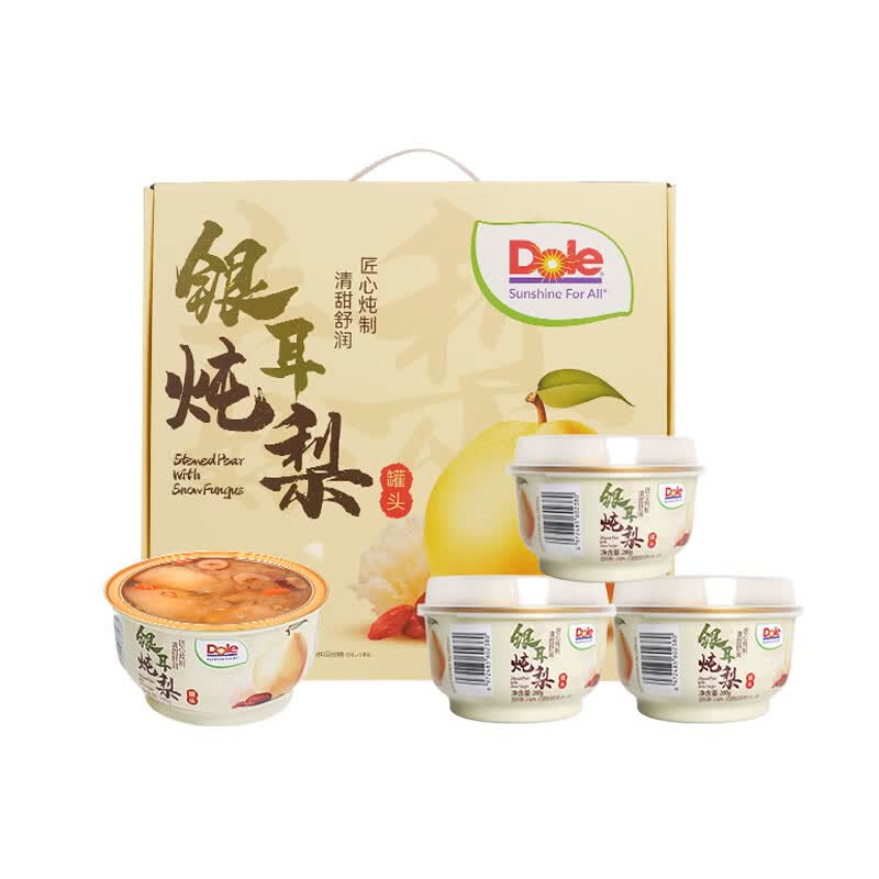 都乐（DOLE）银耳炖梨280g*9碗装砀山酥梨开罐即食水果罐头