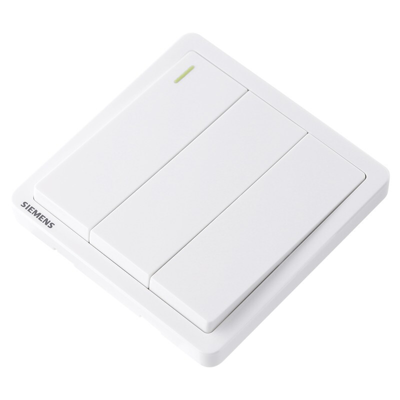 西门子(SIEMENS)开关插座 三开单控带荧光开关面板致典 雅白色