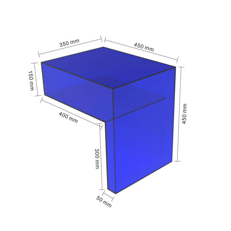 亚克力l型展示架网红店道具展示柜桌面梯形 蓝色(35*45*45cm)