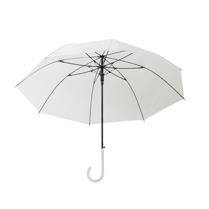 京东京造 雨伞透明伞自动大号长柄直杆晴雨伞简约纯色成人便携 23寸直骨伞