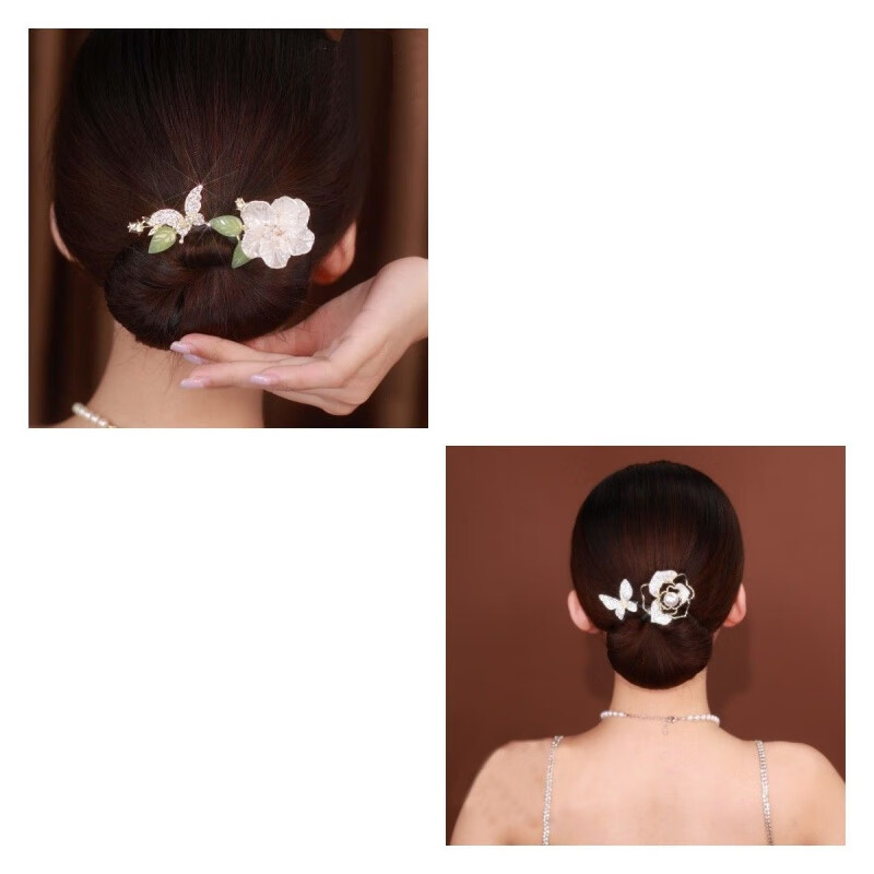 网红新款2022年轻奢发饰品枫叶锆石盘发挽发神器懒人扭扭夹丸子头