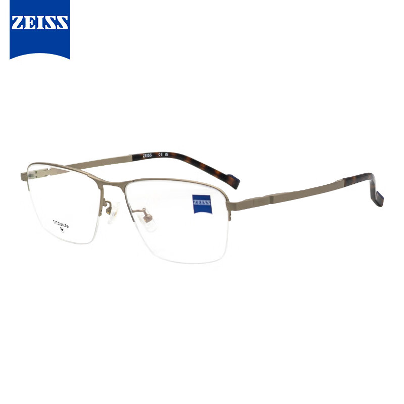 蔡司(zeiss)眼镜框男女款半框zs22122lb钛镜架717磨砂金色l款 蔡司防