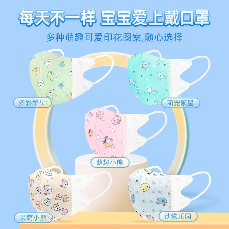 维德(WELLDAY)儿童口罩3D立体口罩隔离面罩一次性三层防护口罩防护透气不勒耳 【4-12岁】儿童3D透气款 30只