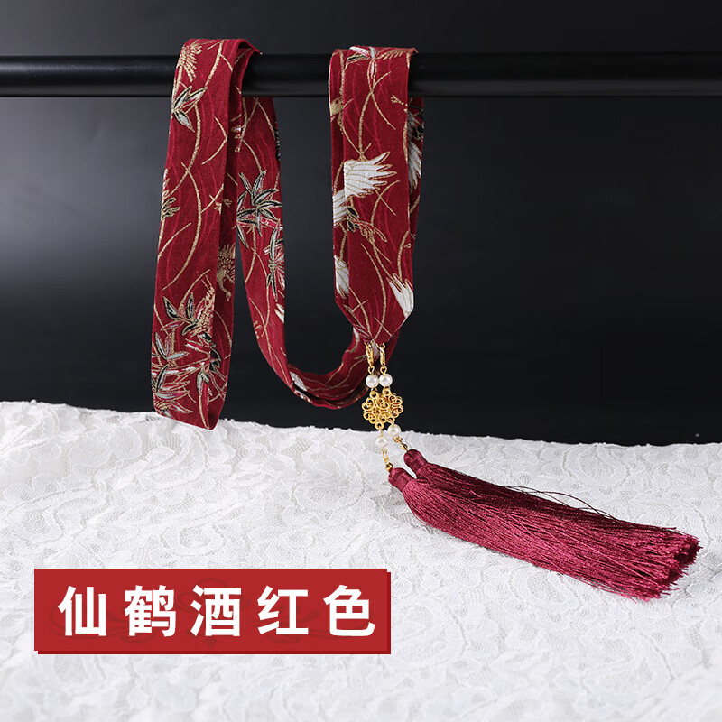 汉服云鹤发带束发头绳古风超仙刺绣发饰流苏丝带古装中国风头饰 仙鹤