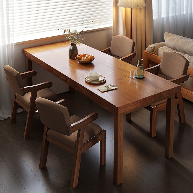 桌子现代简约桌椅组合餐厅吃饭桌子 单桌【品质升级】胡桃色140*60cm