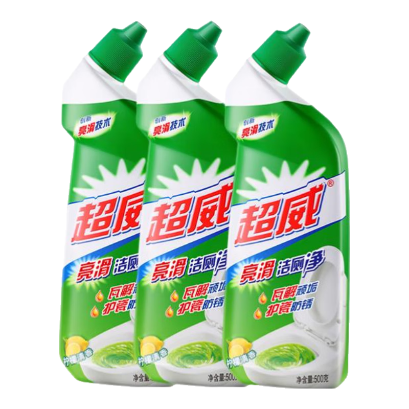 超威（SUPERB）亮滑潔廁凈500g 潔廁液馬桶深層潔凈殺菌除污垢清潔劑潔廁靈潔廁 【3瓶】亮滑潔廁液3瓶