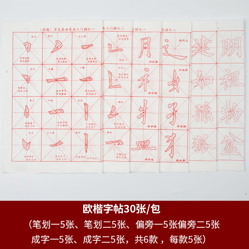 毛笔临摹入门初级 描红软笔笔画楷书套装颜真卿临摹专用字贴九成宫