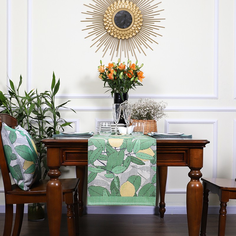 绿色桌旗北欧式轻奢餐桌布电视柜茶几旗布可定制 citrontrad柠檬桌旗