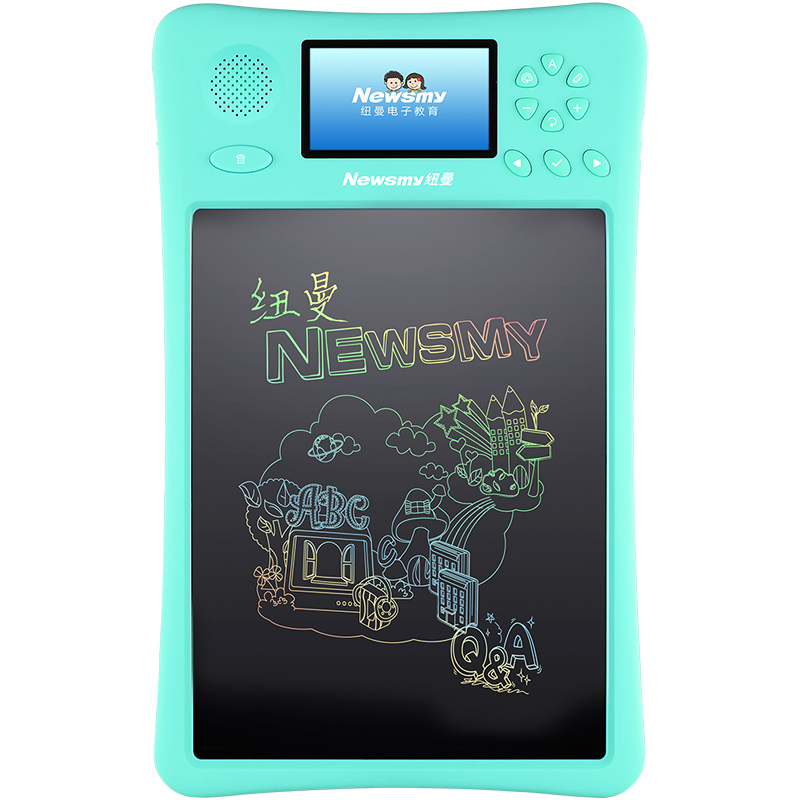 纽曼儿童视频液晶手写板画板彩色笔迹简笔绘画宝宝涂鸦学习写字小黑板  松石绿