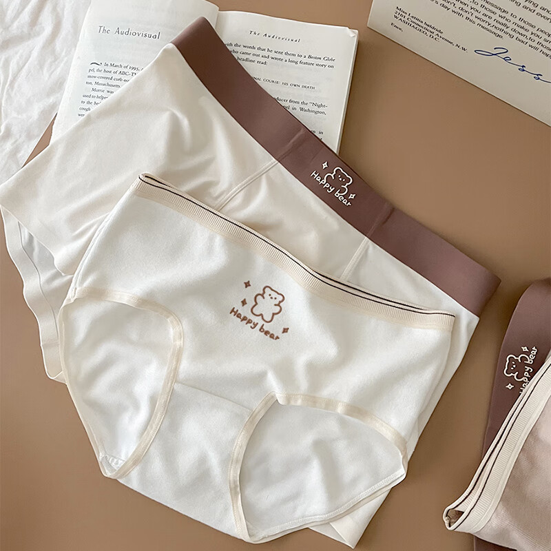 羅亨士情侣内裤一男一女生夫妻底裤衩莫代尔小熊可爱个性感无痕内衣套装 奶咖小熊 女M/男XXL
