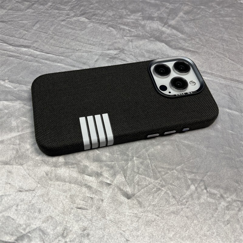 鑒百伊 亞麻布紋磁吸殼適用iPhone15promax蘋果14手機殼13新款12金屬鏡頭框16防指紋防手汗 亞麻黑（亞麻+防手汗+磁吸） iPhone 15 Pro Max