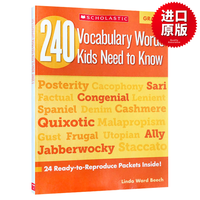 学乐练习册六年级孩子需要知道的240个单词 Scholastic 240 Vocabulary Words Kids Need to Know 6 英文原版小学教材教辅 进口英语书籍