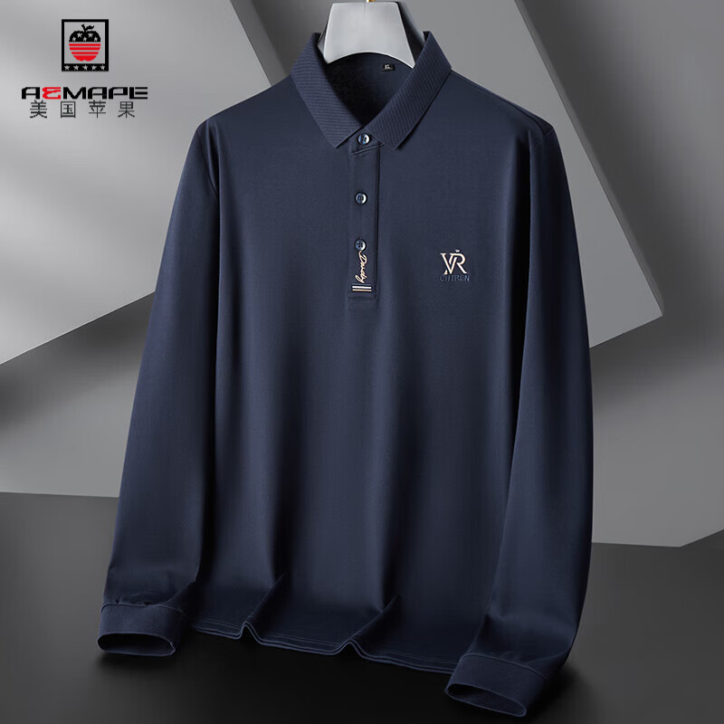 aemape美国苹果加肥加大码男装长袖t恤肥佬特大宽松polo衫胖子春秋