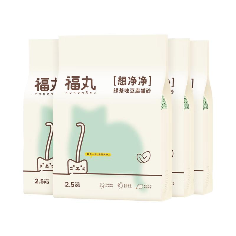 FUKUMARU 福丸 绿茶味豆腐宠物猫砂 结团快速  可冲厕所 猫沙 10kg 2.5kg*4包