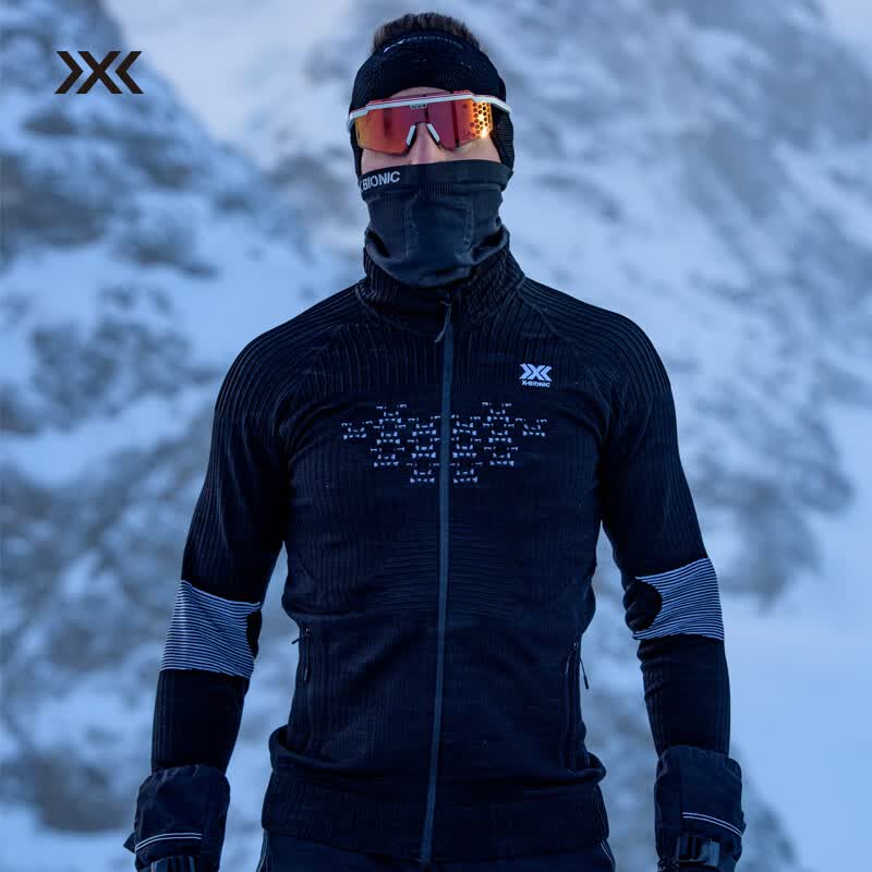 XBIONIC聚能加强4.0中间层全拉链男士运动上衣外套排汗透气抑菌滑雪徒步 猫眼黑/极地白 XL