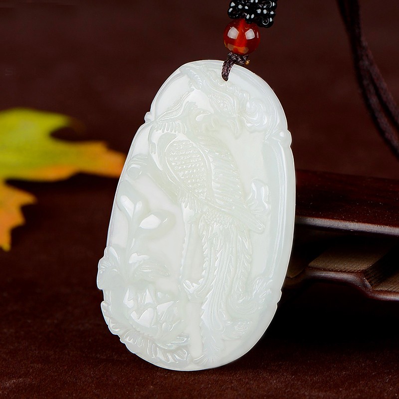 艺沁轩和田玉凤凰吊坠一枝独秀玉坠男女项链玉佩玉器挂饰挂坠