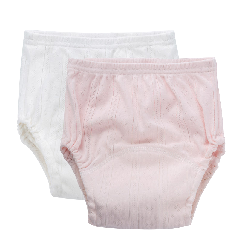 喜親寶嬰兒訓(xùn)練褲寶寶嬰兒童隔尿入廁內(nèi)褲透氣尿布褲（粉+白）2條100碼
