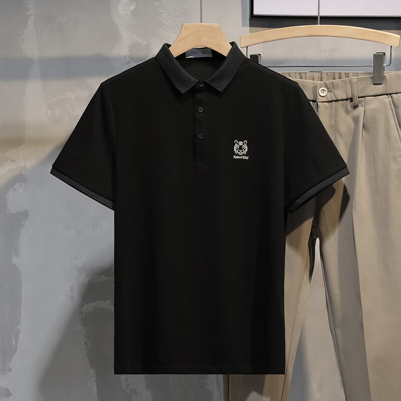 吉普(jeep)polo领男士感夏季男生虎头刺绣潮牌ins短袖t恤宽松菠萝衫潮