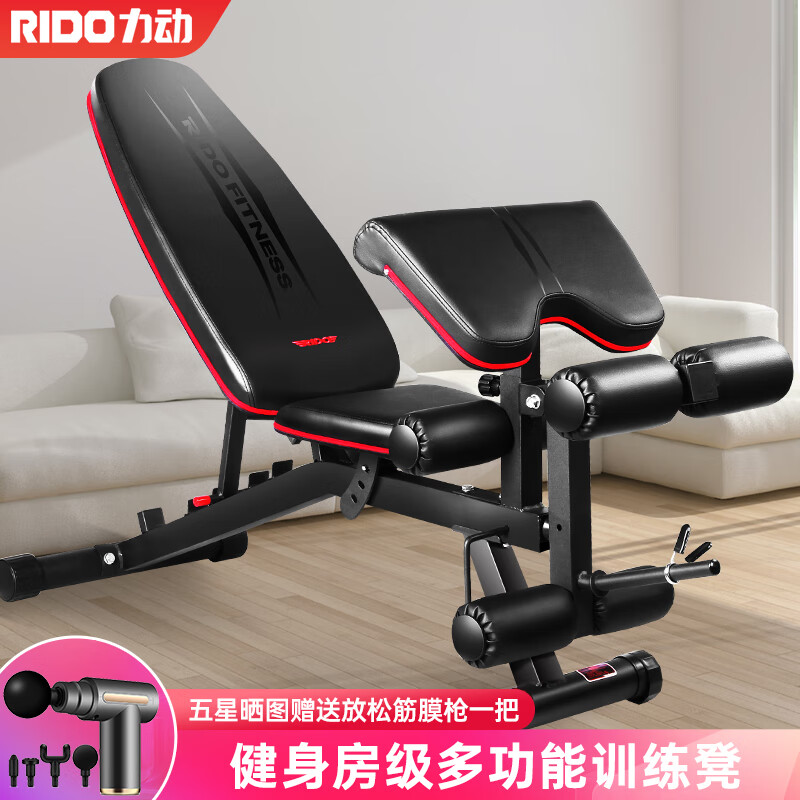 力动（RIDO）多功能哑铃凳健身椅 仰卧起坐辅助器 健身椅子卧推凳 家用健身器材TD50