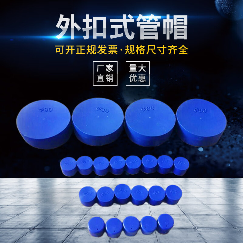 夢茜兒鋼管塑料管帽堵蓋圓形防塵螺紋藍色鋼筋保護套管子內(nèi)塞封頭堵頭PE 內(nèi)徑13.7mm(10個裝)