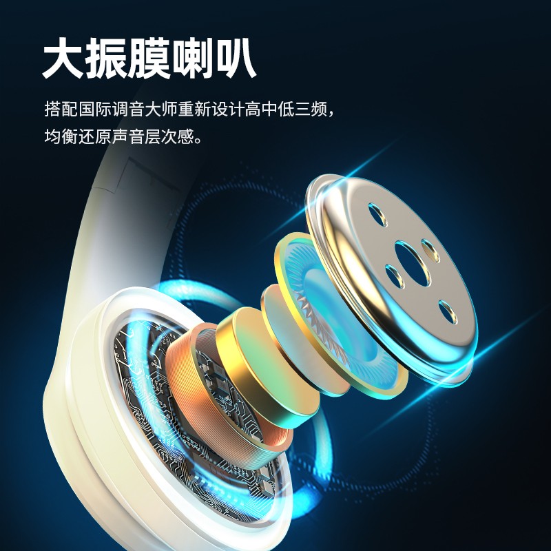 米愿 头戴式蓝牙耳机无线带麦音乐游戏吃鸡运动通话降噪耳麦可插卡插线适用华为苹果安卓手机电脑通用 B39【黑红色/呼吸灯/超长续航】