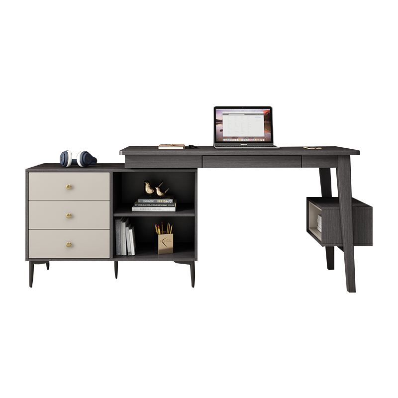 兰尼森 转角书桌 现代简约书房电脑桌办公带抽屉书桌北欧学习桌 转角书桌